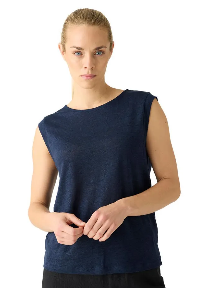 marlowe nature Loose Fold Up Linen T-Shirt total eclipse XS