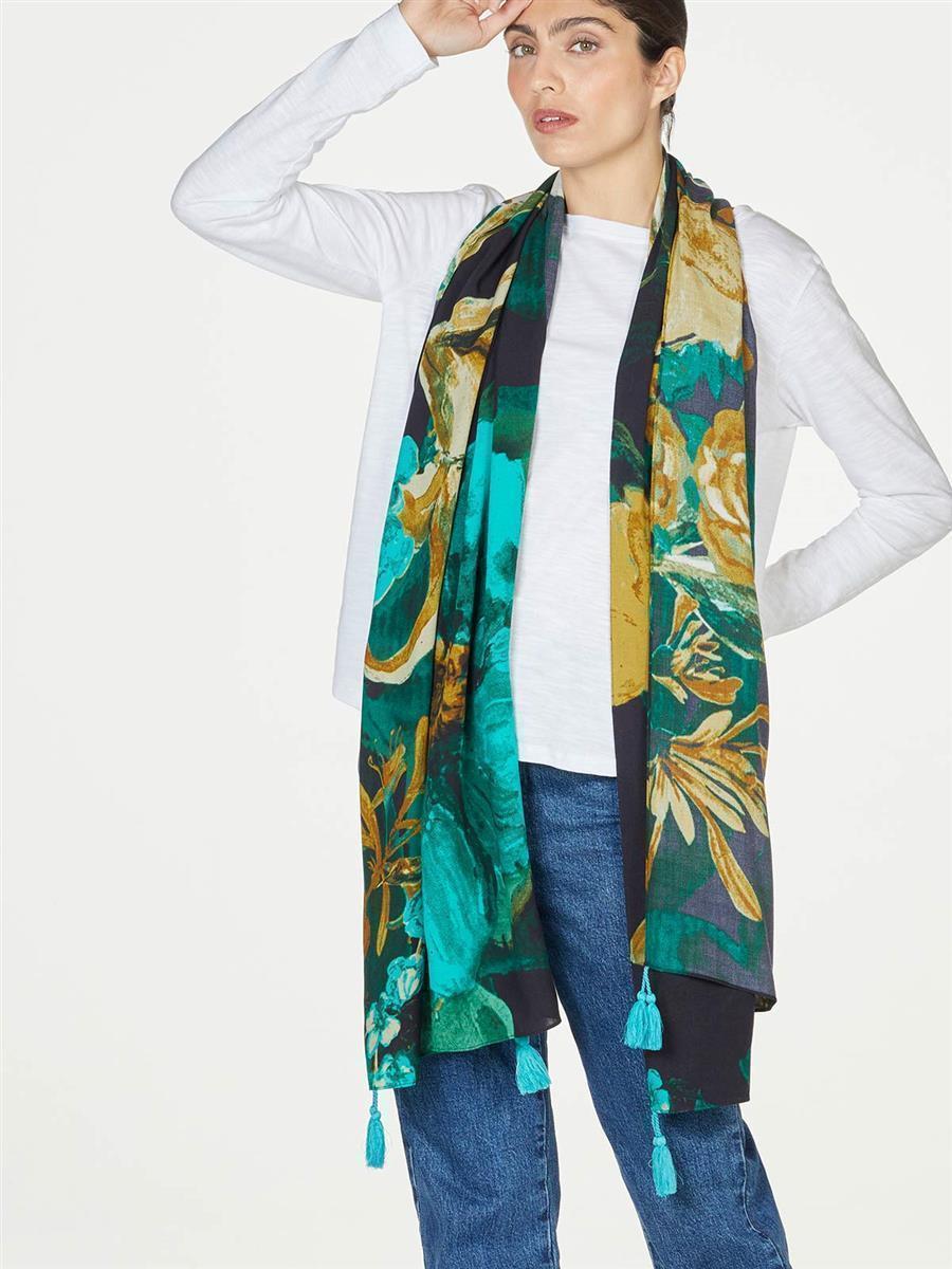 Marlowe Nature Artistry Shawl Scarf Schal black 200x100 Floral