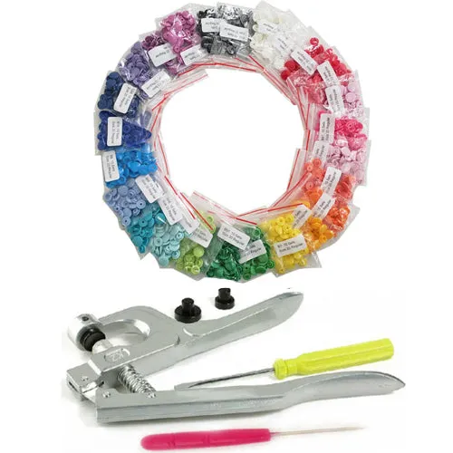 Kam Snaps Tools K1 Druckknopfzange Set 250 bunt Größe 20