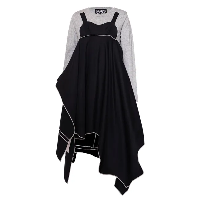 Infantium Victoria Zero-Waste Kleid Schwarz Patchwork 128