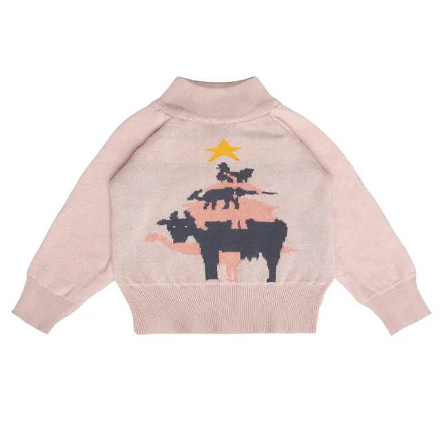Infantium Victoria Baby Weihnachtspullover Rosa Bio-Baumwolle