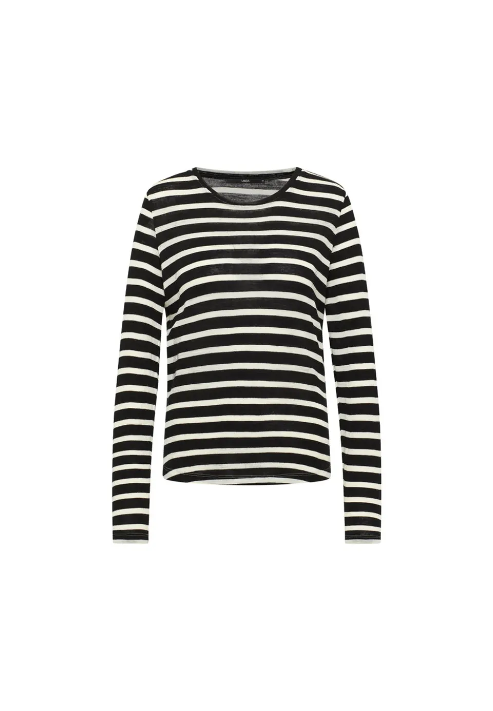 marlowe nature Shirts Langarmshirt Streifen Wollshirt black/off white