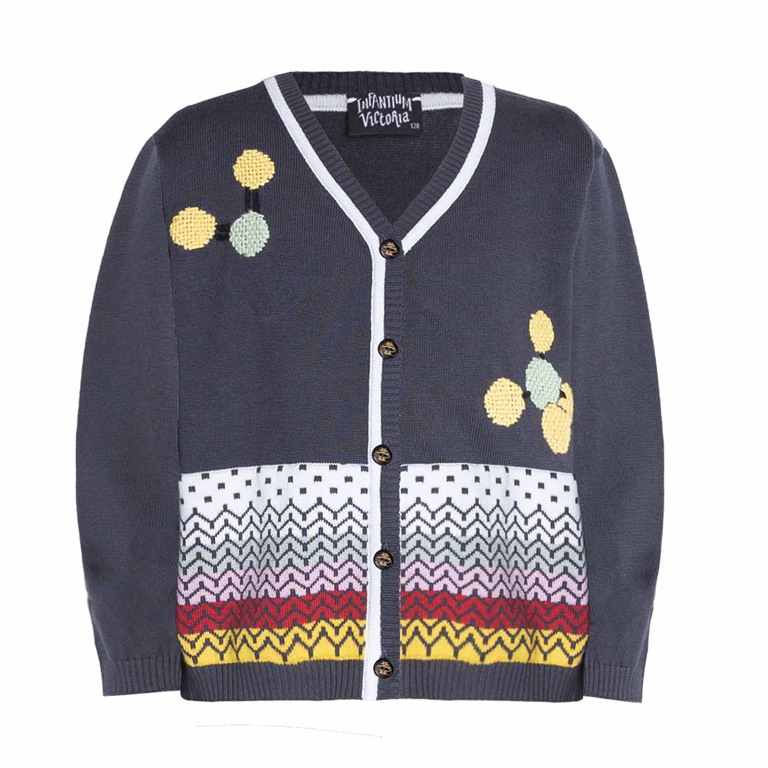 Infantium Victoria Hand-Embroidered Cardigan Strickjacke Grau 104 Bio
