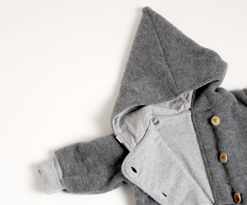 Naturkind Wollfleece Overall mit Knöpfe Babyoverall Grau GOTS