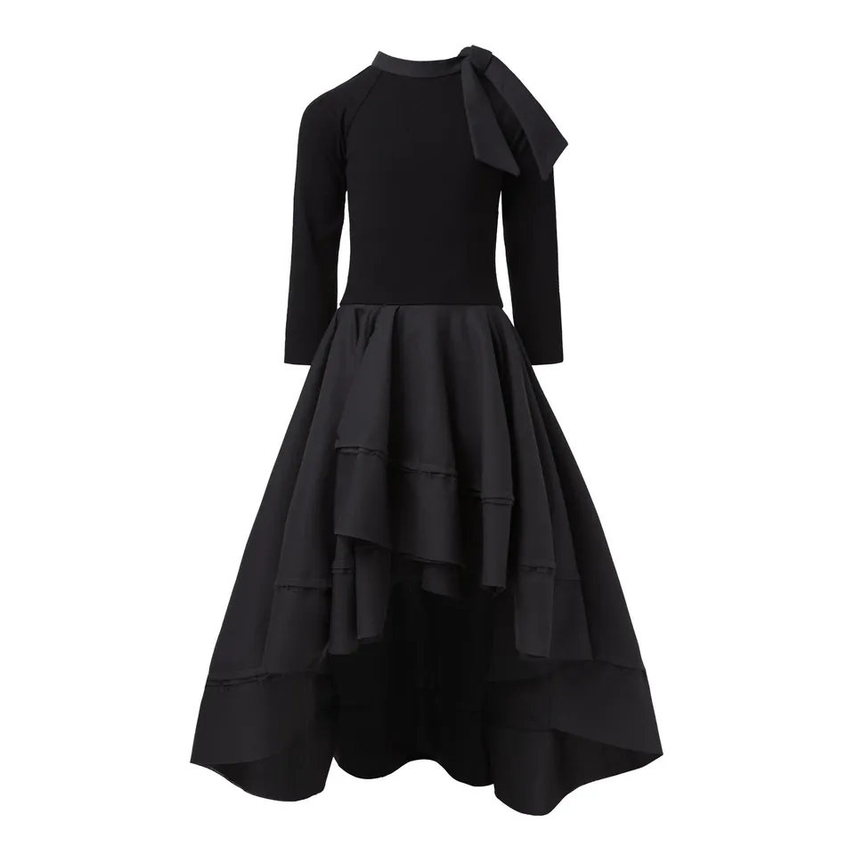 Infantium Victoria Black Dress with Trail Kleid schwarz Baumwolle