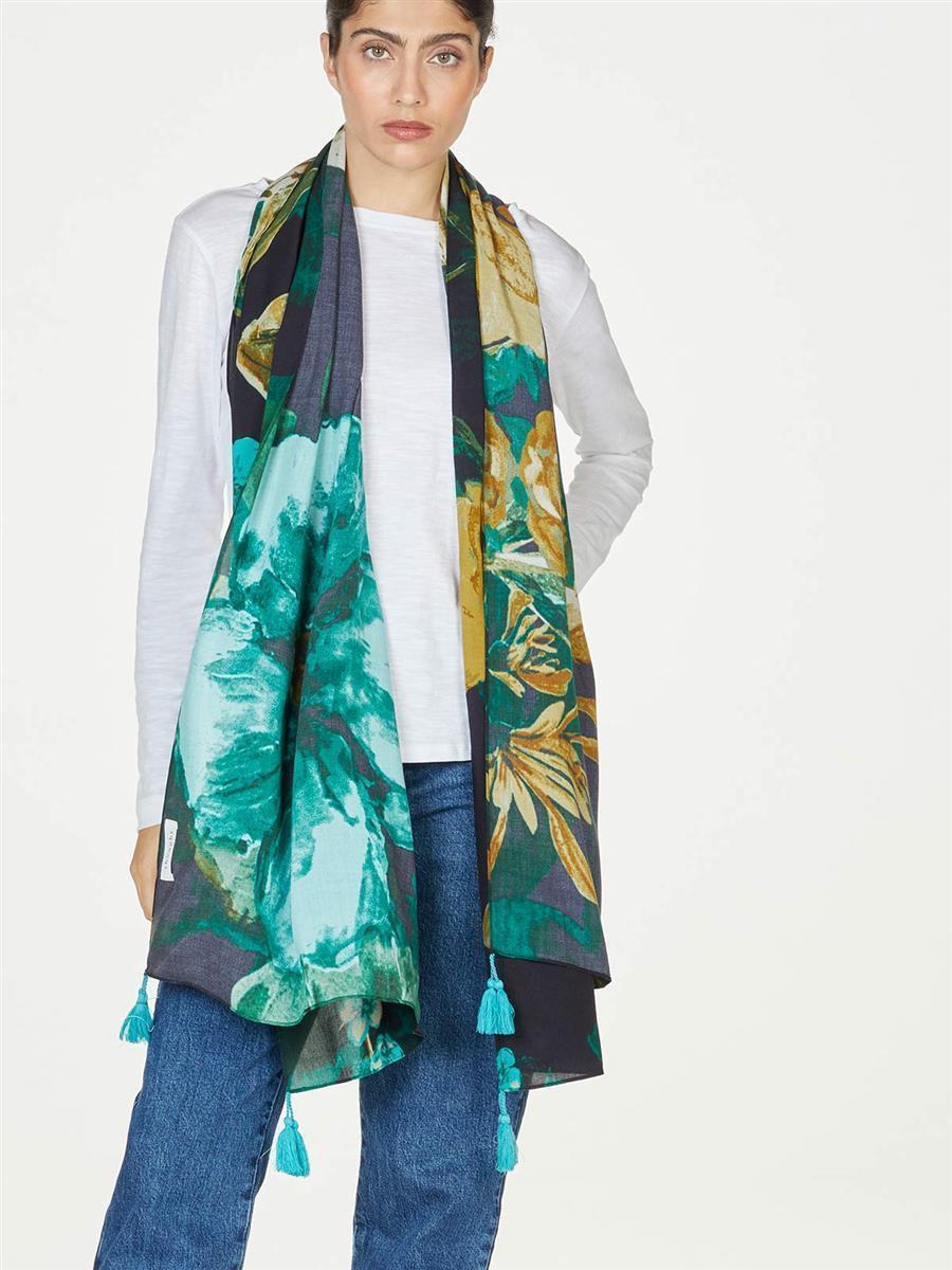 Marlowe Nature Artistry Shawl Scarf Schal black 200x100 Floral