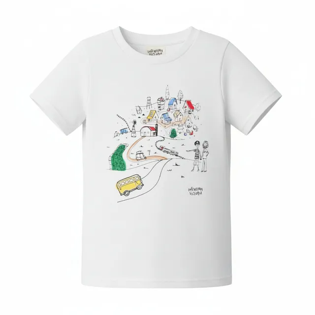 Infantium Victoria Village T-Shirt Weiß Gr.128 Bio-Baumwolle
