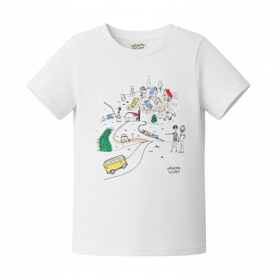 Infantium Victoria Village T-Shirt Weiß Gr.128 Bio-Baumwolle