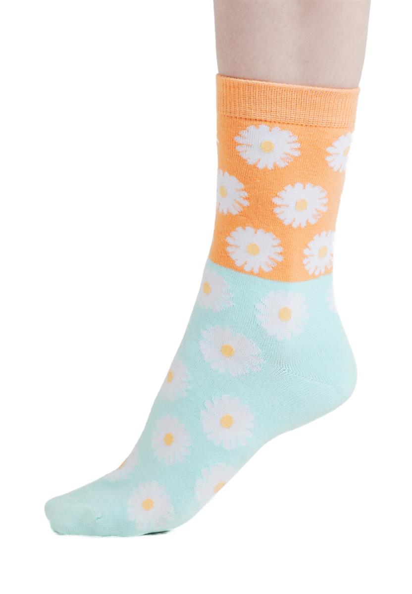 marlowe nature Daisy Floral Socken tangerine orange 37-41 Bio-Baumwolle