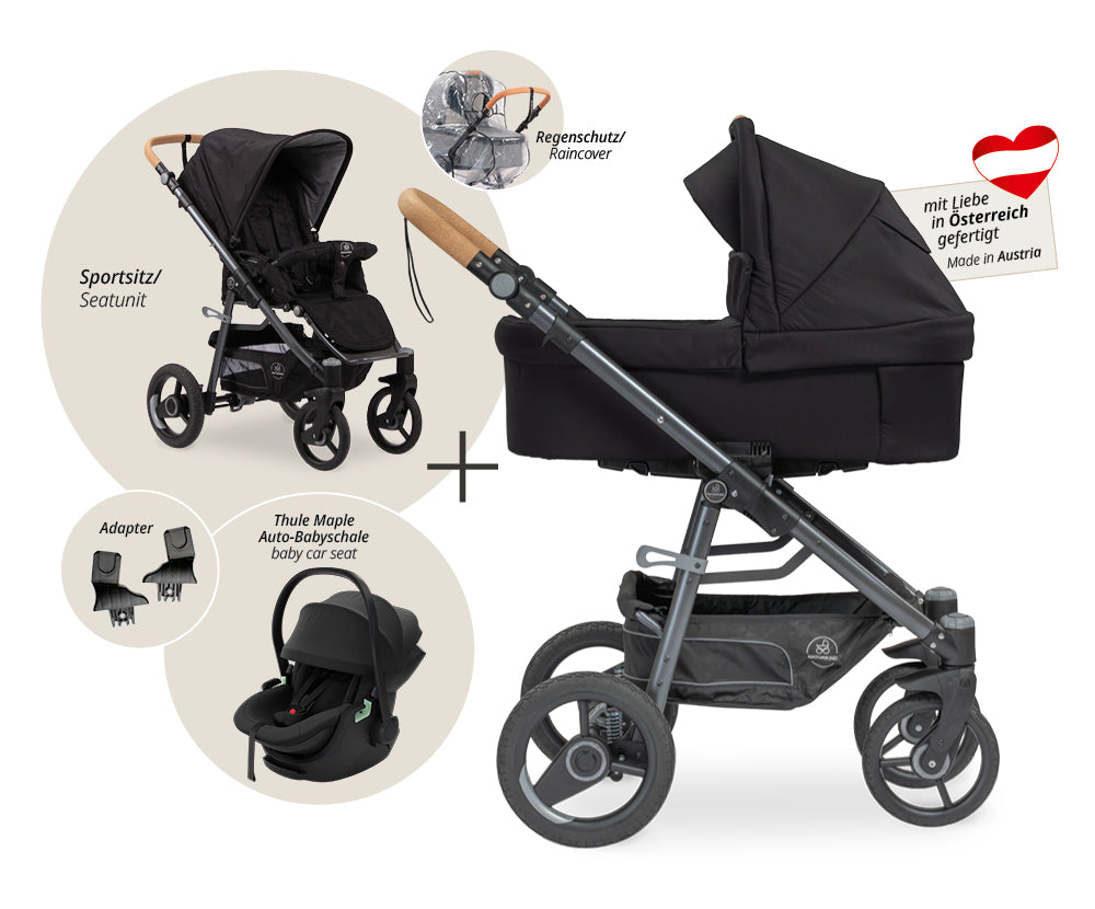 Naturkind Lux Evo 3in1 Kinderwagen Babykorb Jade