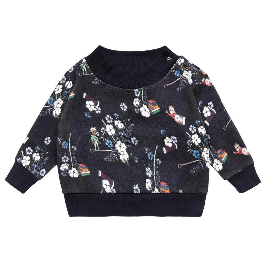 Infantium Victoria Baby Sweatshirt Schwarz Blumen Pullover Gr.80 Bio