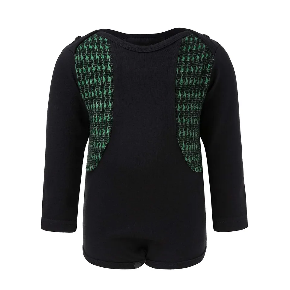 Infantium Victoria Black Onesie Body Baby Schwarz Grün Baumwolle