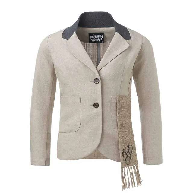 Infantium Victoria Linen Jacket Kinderjacke Beige 128 Leinen
