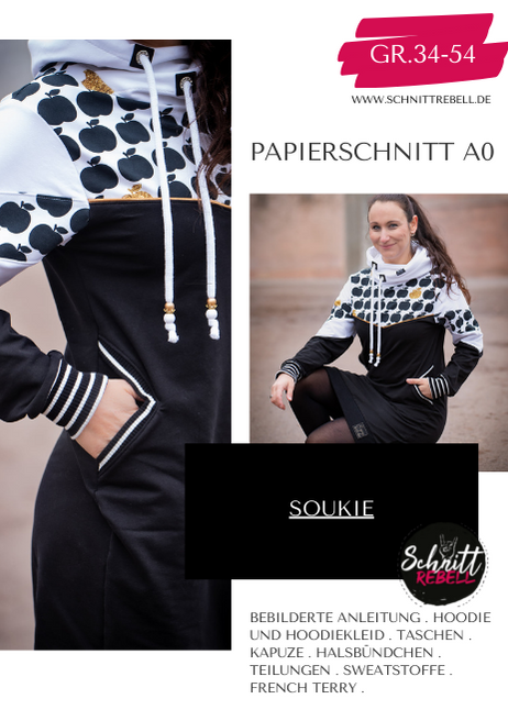 Schnittrebell Papierschnitte Soukie Hoodie Schnittmuster Gr.34-54