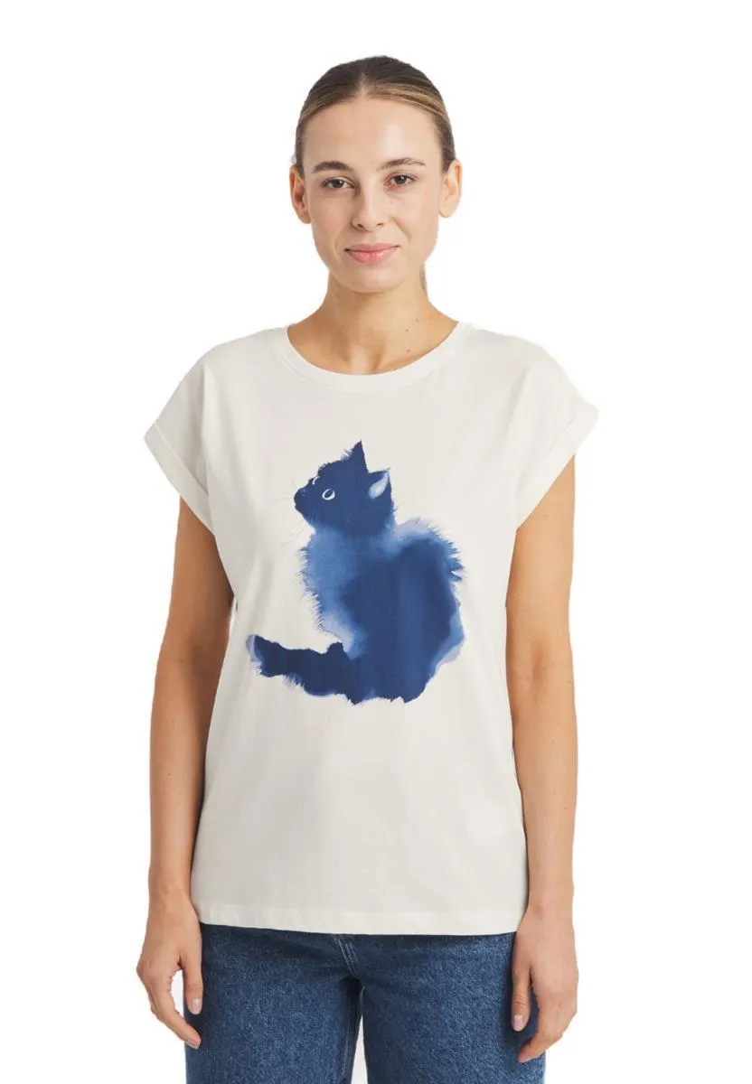 marlowe nature Visby Watercolor Cat T-Shirt whisper white