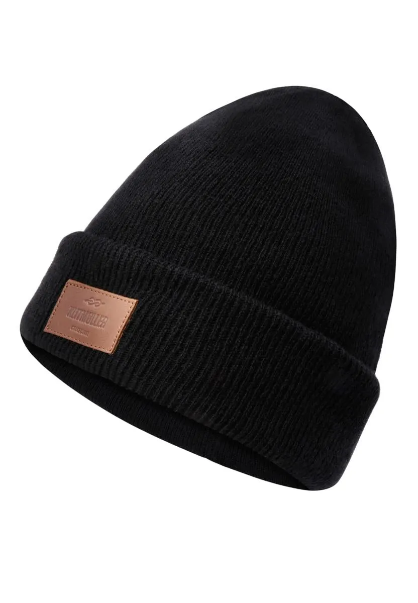 marlowe nature Rib Beanie Mütze black Merino