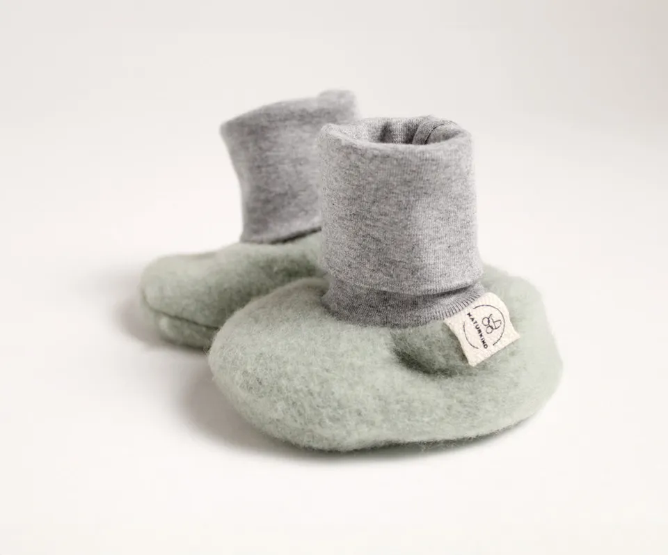 Naturkind Wollfleece Babyschuhe GOTS Grau Gr. 16