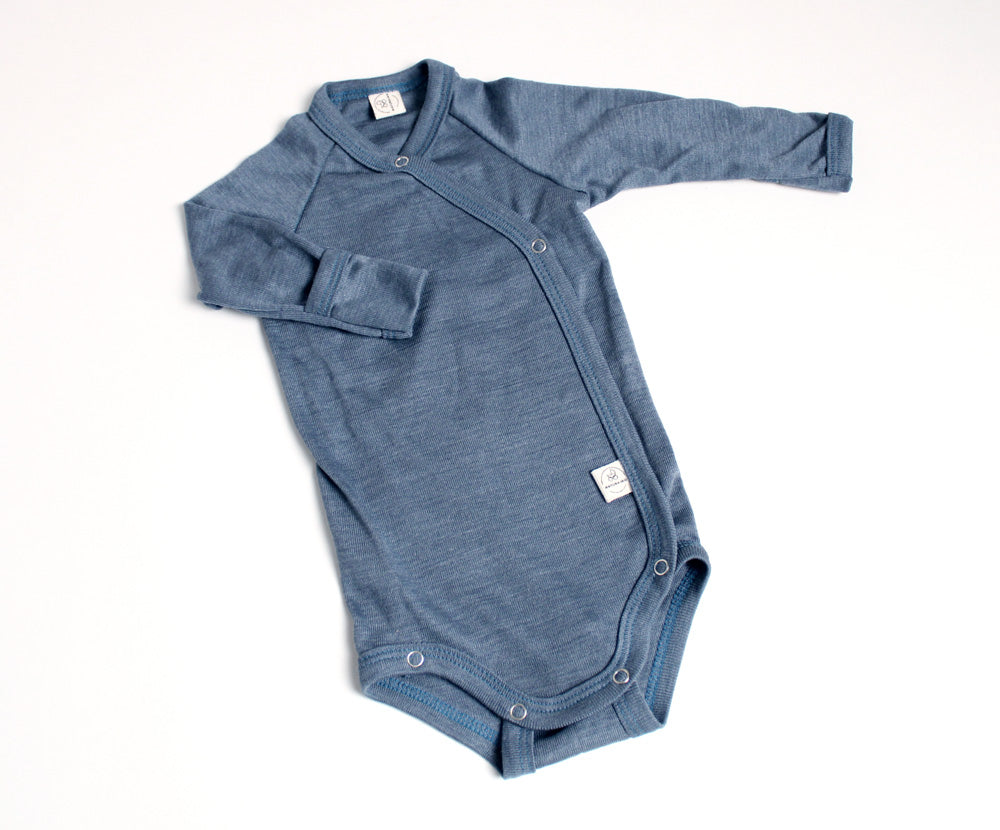 Naturkind Wolle Seide Body langarm Marineblau 50/56 GOTS