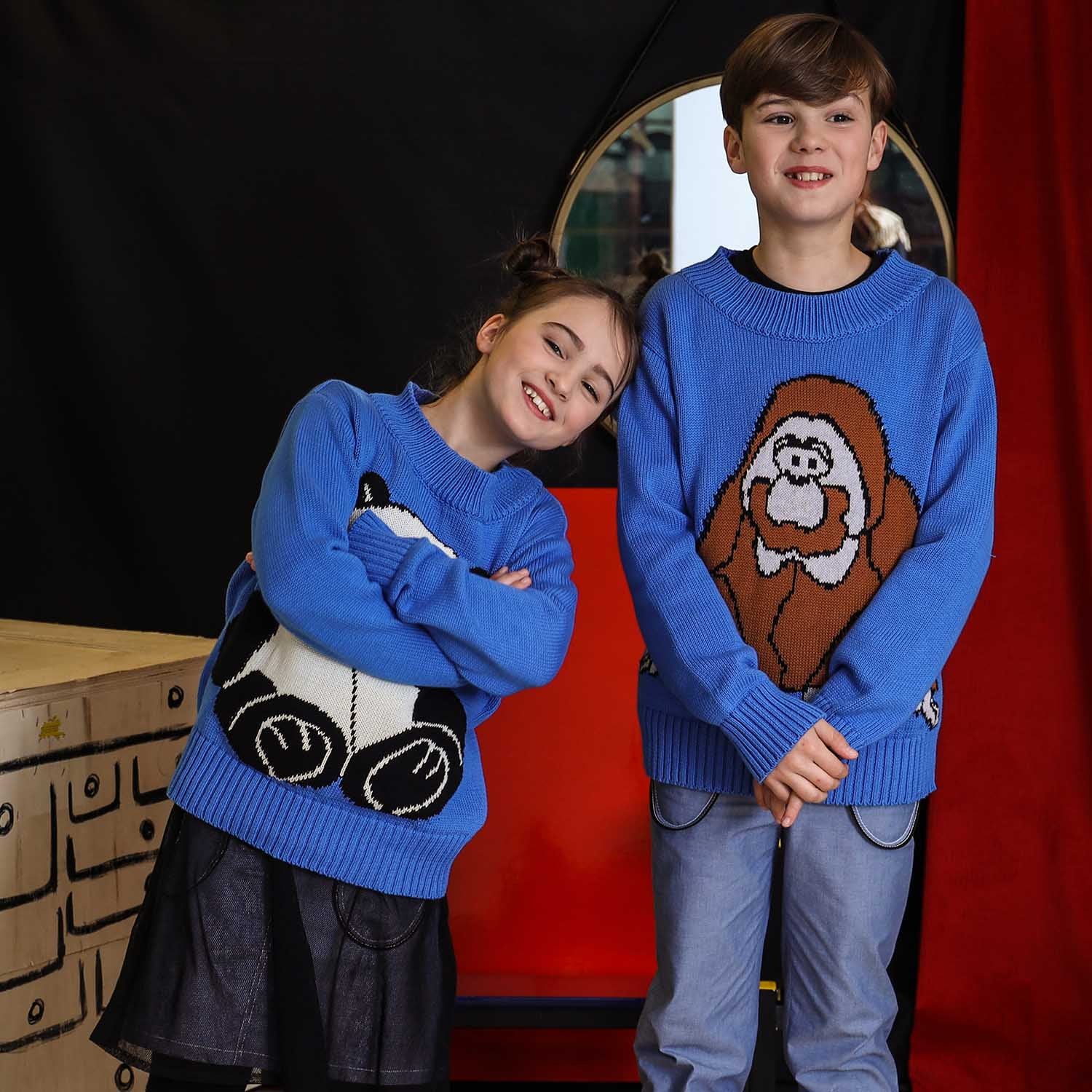 Infantium Victoria Orangutan Sweater Pullover blau 116 Bio-Baumwolle