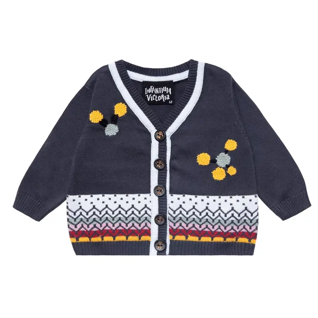 Infantium Victoria Baby Cardigan Grau Stickerei Bio Gr.68-92