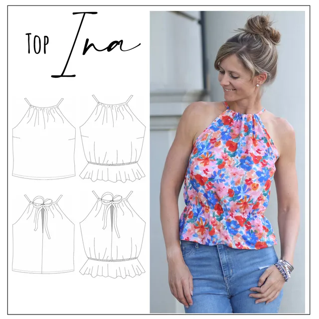Moeve Design Top Ina 32-46 Schnittmuster Webware Bindeband