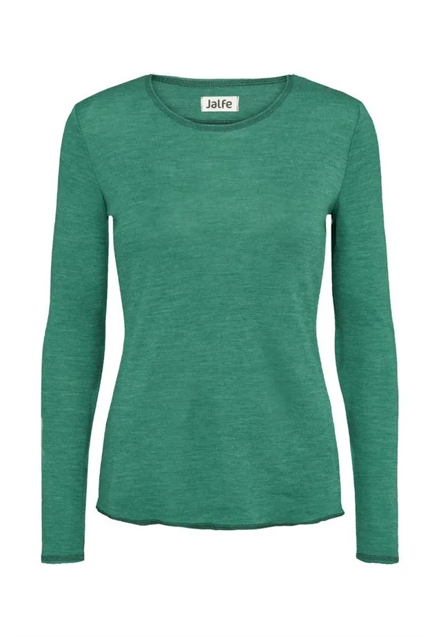 Jalfe Shirt Wolle Plain Damen melange emerald M/38 Wolle