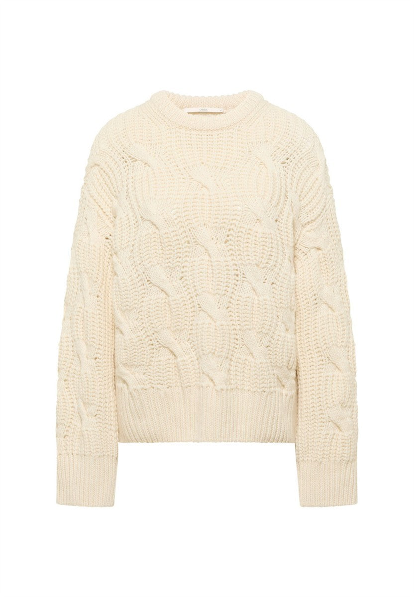 marlowe nature Strukturpullover Oversize Pullover off white Wolle