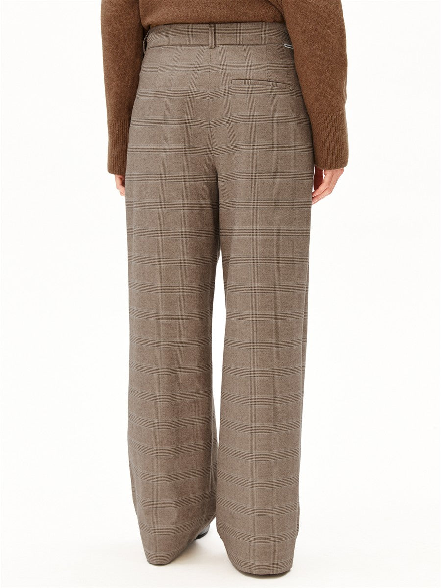 marlowe nature Check Wide Pleated Pant Hose claystone Bio
