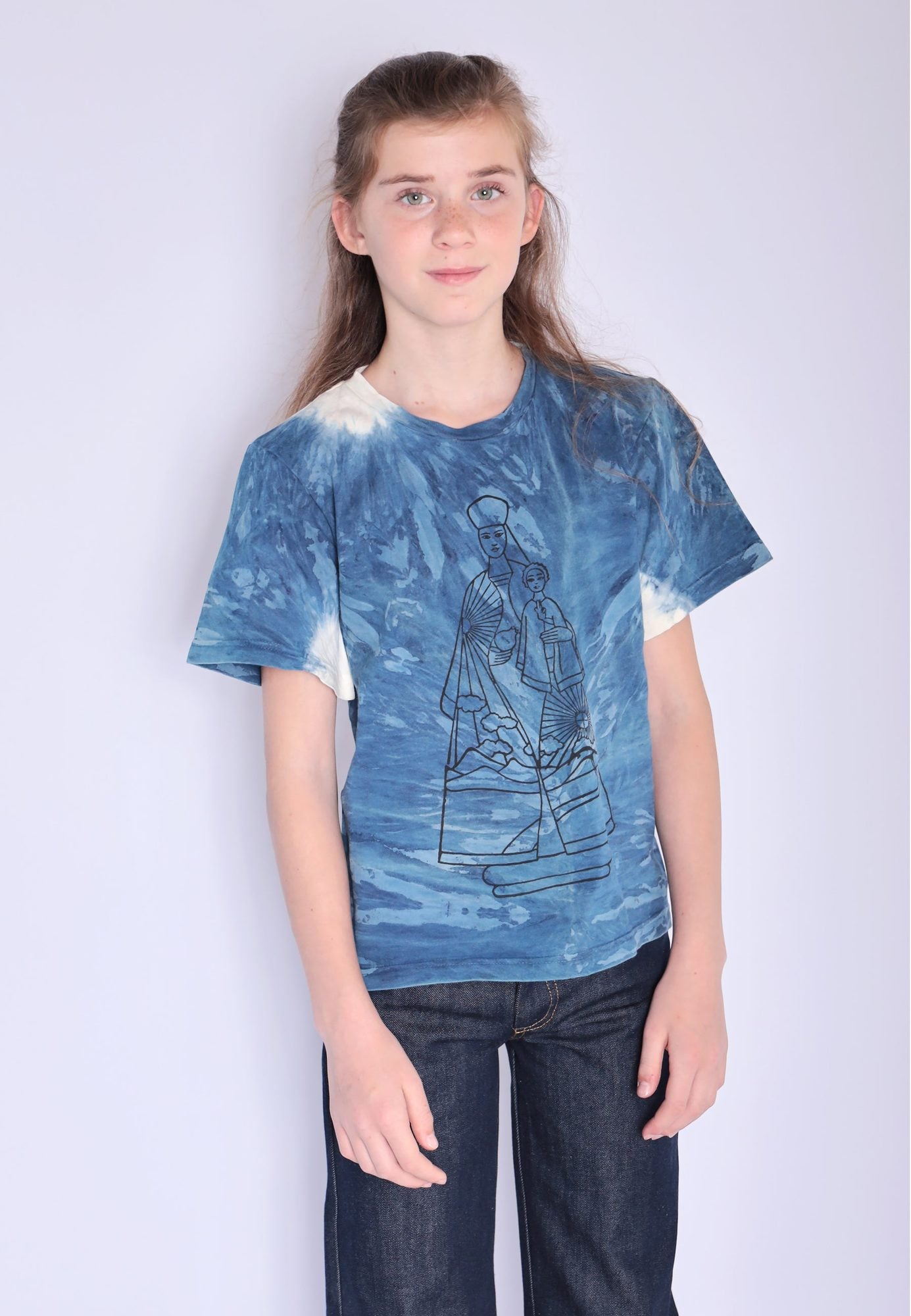 Infantium Victoria T-Shirt Indigo Handdruck Baumwolle blau
