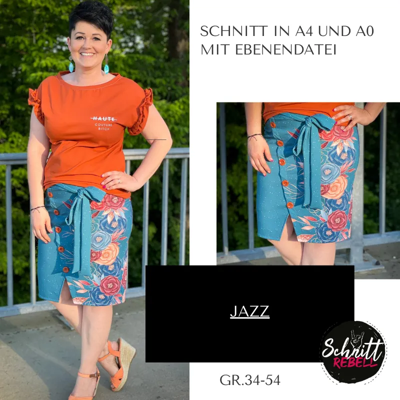 Schnittrebell Jazz Bleistiftrock Gr.34-54 Schnittmuster Digital