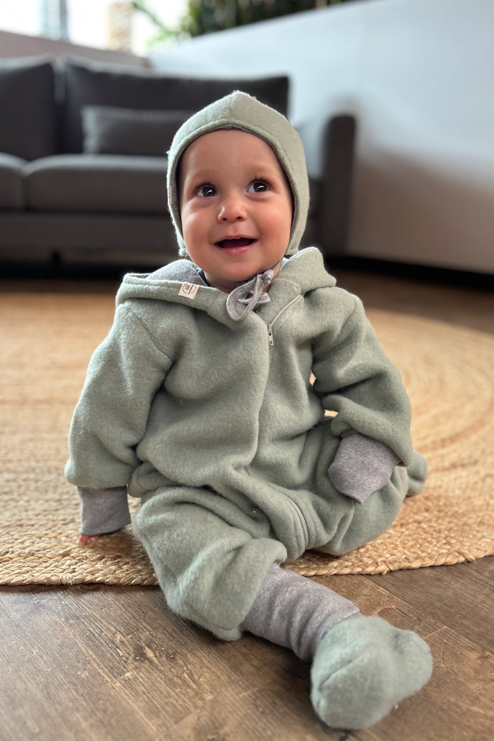 Naturkind Bekleidung Wollfleece Overall Grau 62/68 GOTS