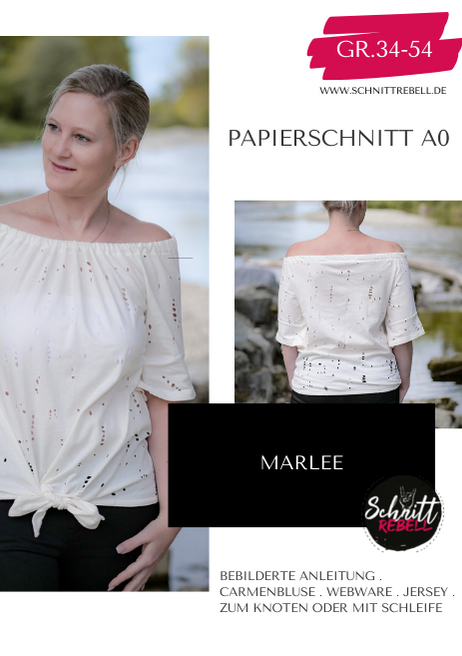 Schnittrebell Marlee Carmenbluse Schnittmuster A0 Gr. 34-54 Webware