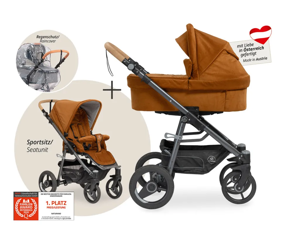 Naturkind Lux Evo 2in1 Kinderwagen mit Federung