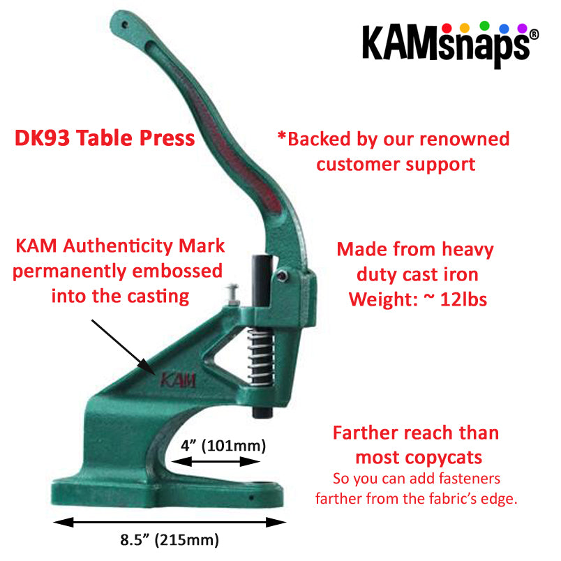 Kam Snaps Tools DK93 Tischpresse Starterset grün mit Nieten