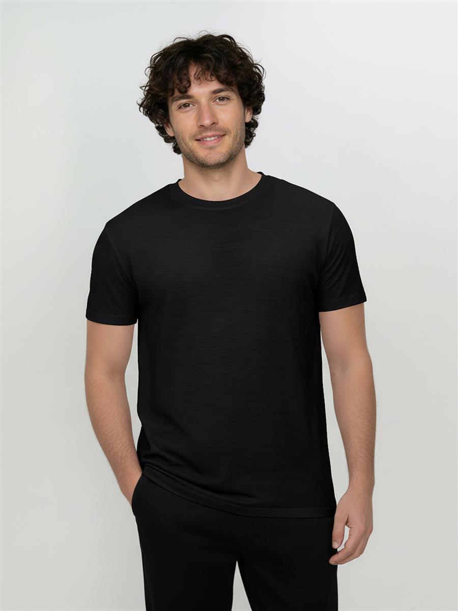 Marlowe Nature Basic Loom Shirt black Merinowolle