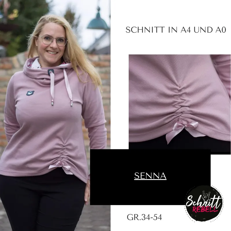 Schnittrebell Senna Pullover Schnittmuster 34-54 Raffung
