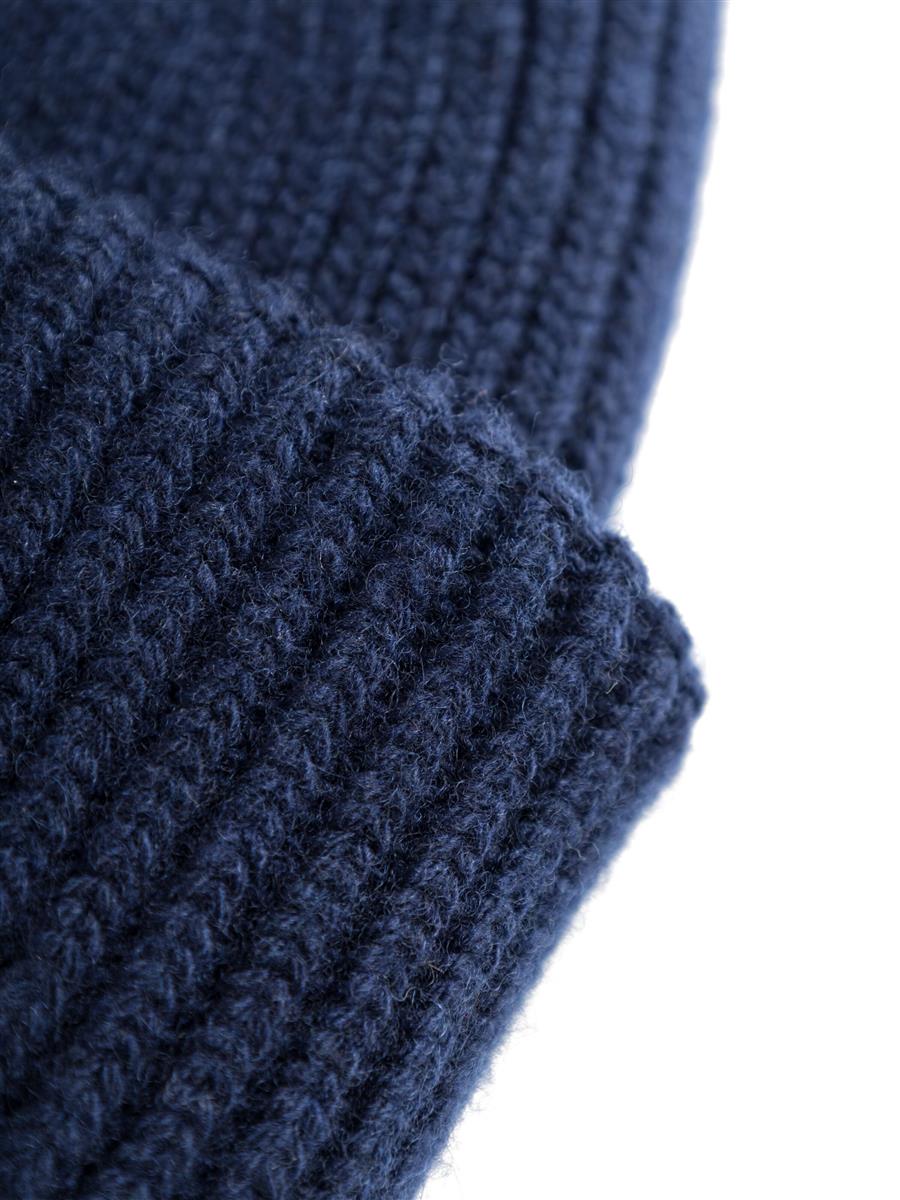 Knowledge Cotton Big Rib Beanie asley blue Wolle One Size Rippenstrick