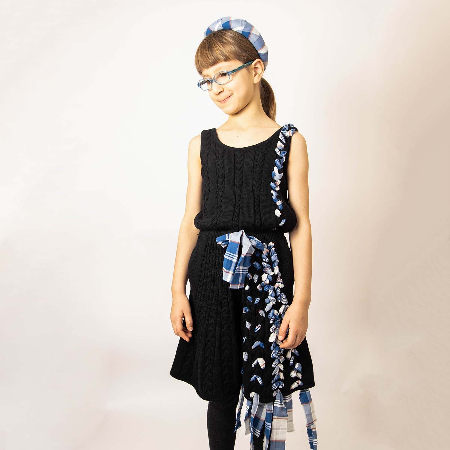 Infantium Victoria Zopfstrickkleid Mädchenkleid Schwarz 116