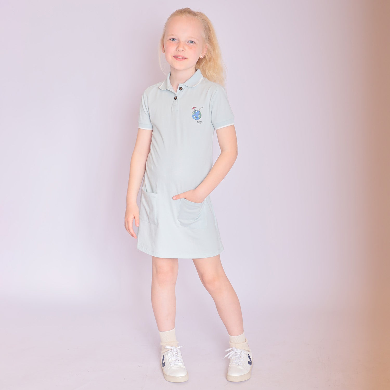 Infantium Victoria Polo Kleid blau Bio-Baumwolle GOTS