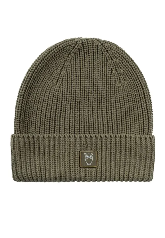 marlowe nature LEAF ribbing hat Mütze dark olive Bio-Baumwolle