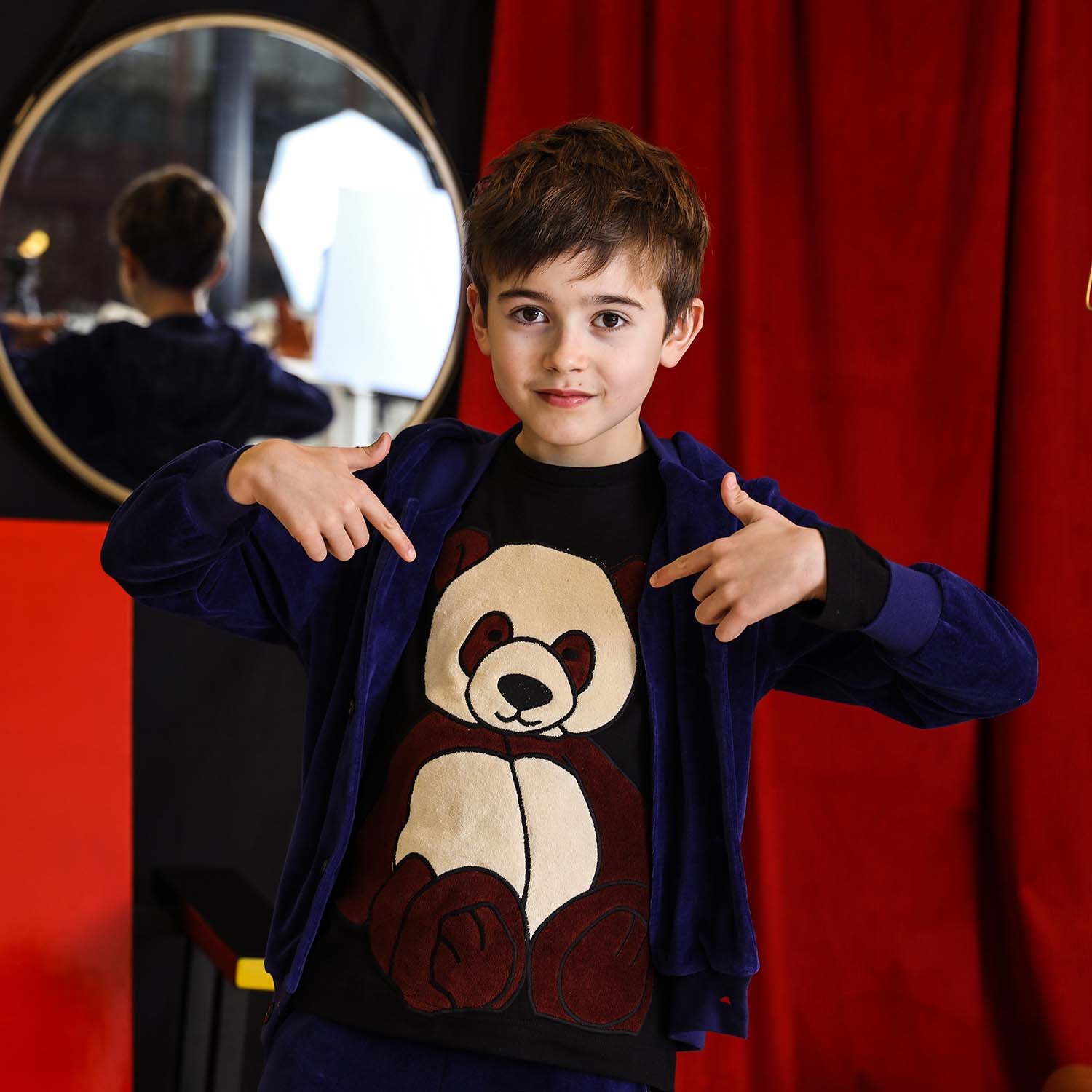 Infantium Victoria Panda Langarmshirt Kindershirt Schwarz Bio