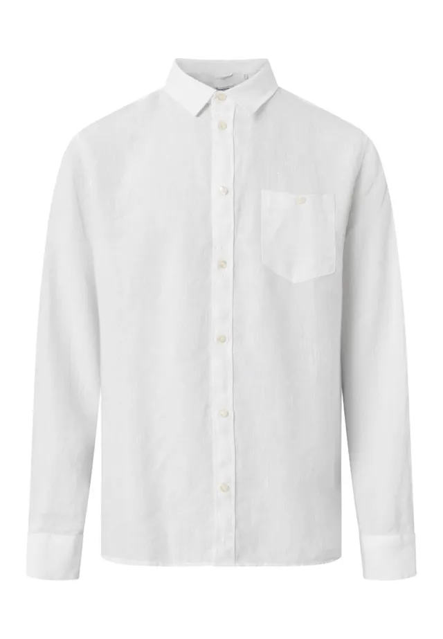 marlowe nature Custom Fit Linen Shirt bright white Leinen