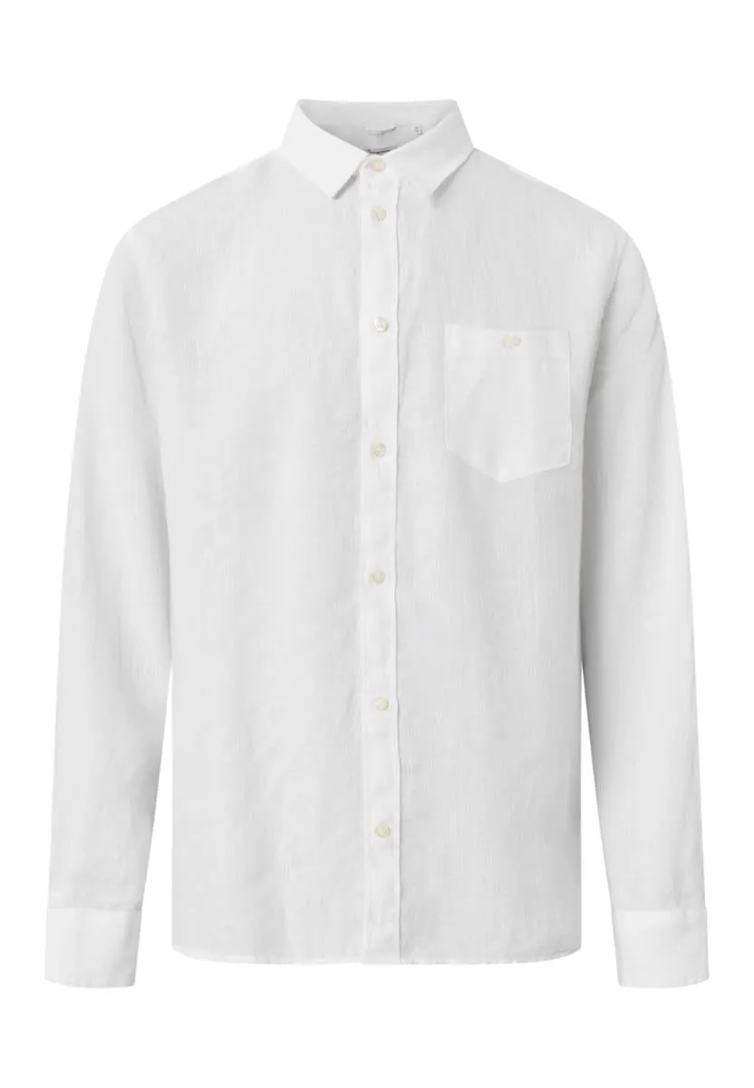 marlowe nature Custom Fit Linen Shirt bright white Leinen