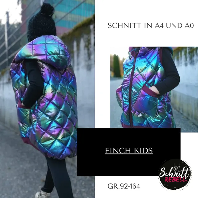 Schnittrebell Finch Kids Weste Schnittmuster Gr.92-164 PDF