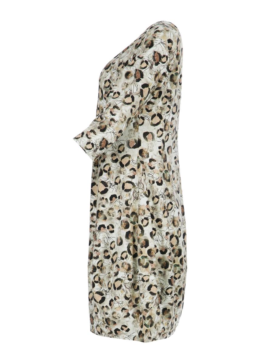 Dunque Ballonkleid 3/4 Arm 44 schwarz beige Bio-Baumwolle