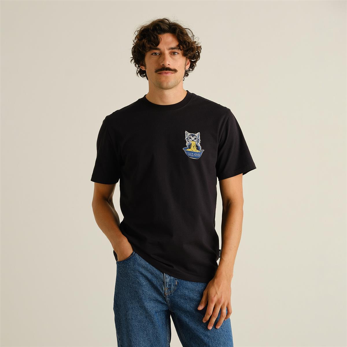 marlowe nature Shirts Stockholm Cat And Noodles T-Shirt schwarz