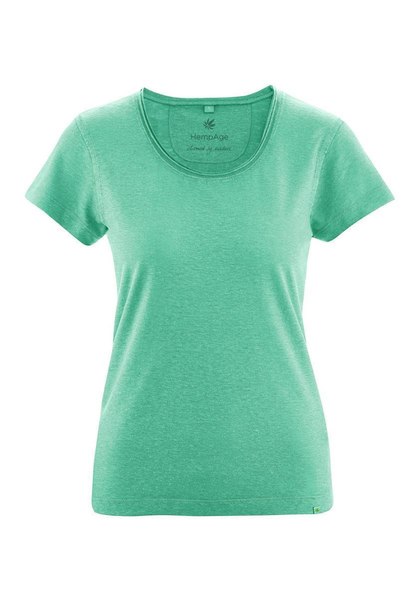 marlowe nature Rolling Collar T-Shirt azure Hanf tailliert