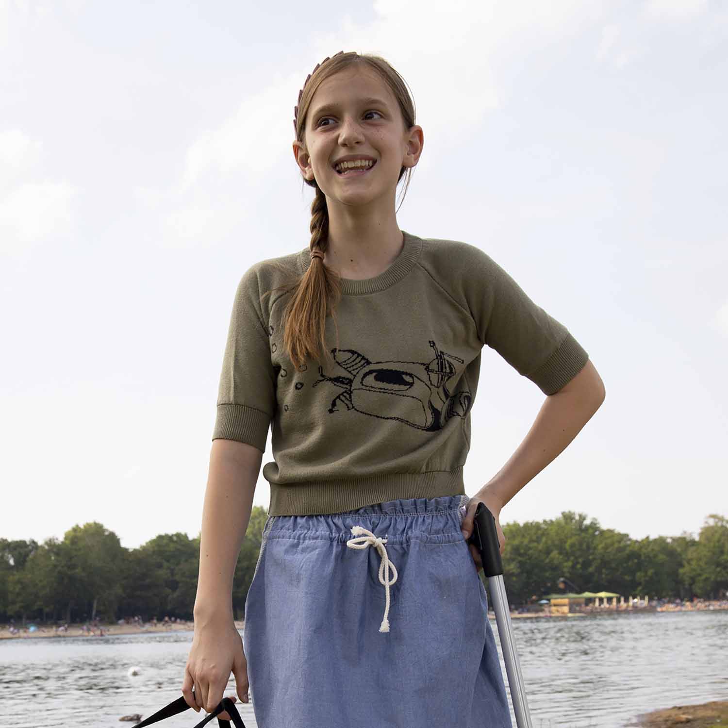 Infantium Victoria Submarine Knit Top Kinder khaki Bio-Baumwolle