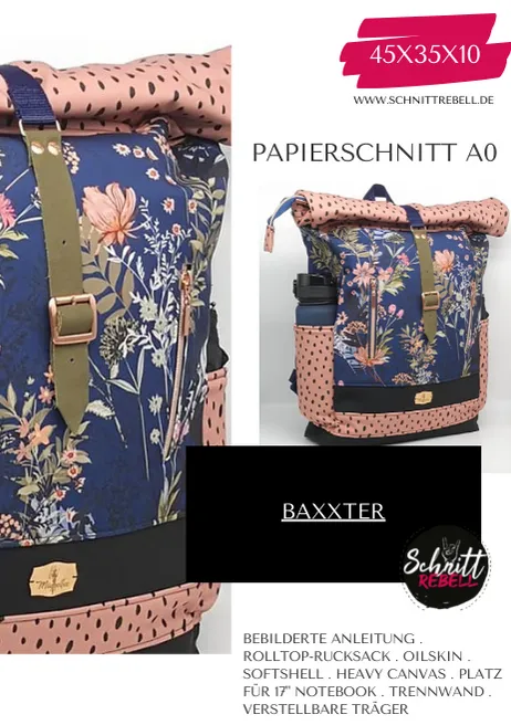 Schnittrebell Baxxter Rolltop-Rucksack Papierschnitt A0
