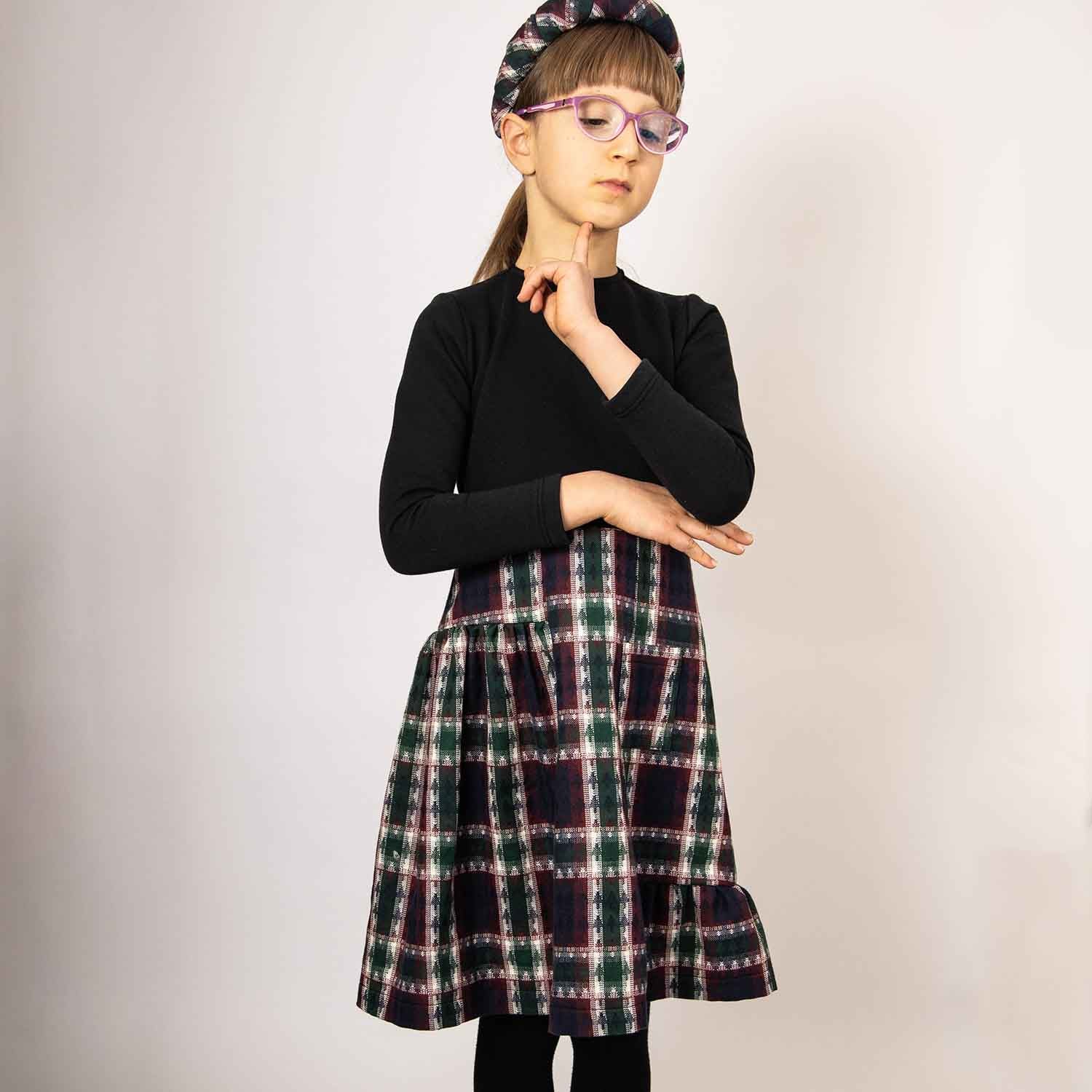 Infantium Victoria Tartan Kleid Mädchen Schwarz-Rot Baumwolle